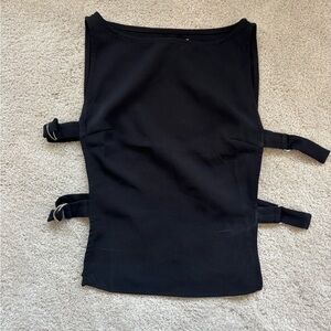 Peppermayo Black Tank Top with Side Straps